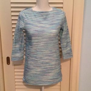 Talbots Blue Aqua Striped Top